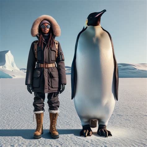 emperor penguin next to human.